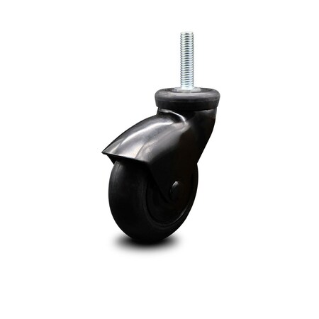Service Caster 3 Inch Black Hooded Neoprene Rubber 10mm Threaded Stem Caster SCC-TS03S310-NPRB-BK-M1015
